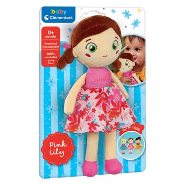 Clementoni zachte knuffelpop pink lily - knuffel en pop voor baby en peuter - zacht kraamcadeau - wasbaar poppen speelgoed voor de allerkleinsten