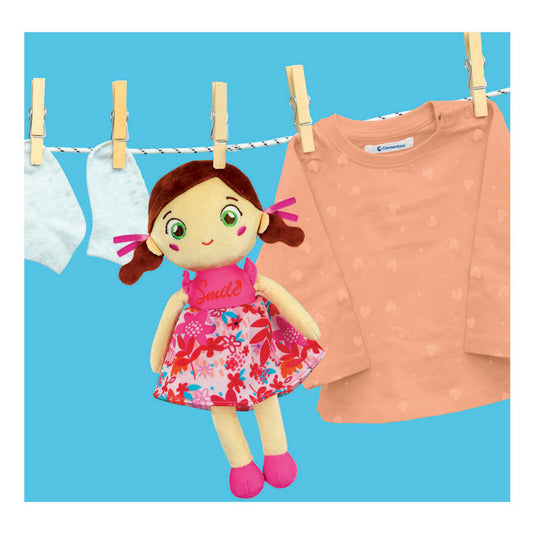 Clementoni zachte knuffelpop pink lily - knuffel en pop voor baby en peuter - zacht kraamcadeau - wasbaar poppen speelgoed voor de allerkleinsten