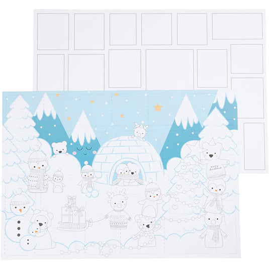 Kerstkalender, afm 30x42 cm, 30 stuk 1 doos