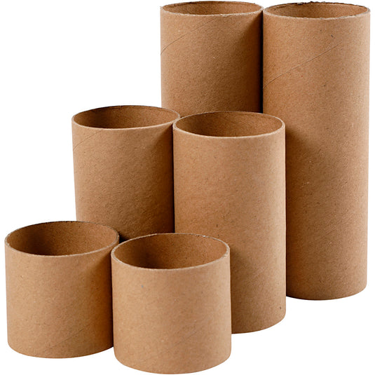 Rollen van karton, l: 4,7+9,3+14 cm, d 5 cm, 6 stuk 1 doos