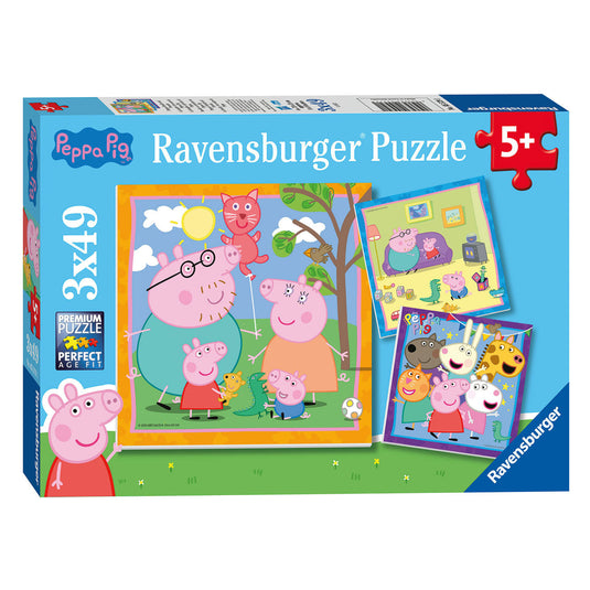 Ravensburger familie en vrienden van peppa pig legpuzzel, 3x49st.