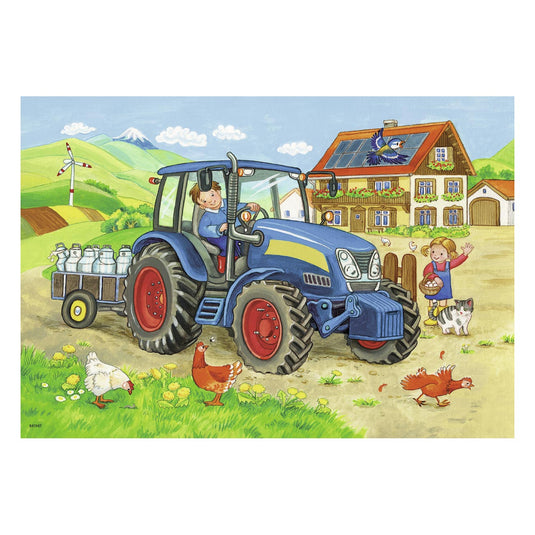 Ravensburger puzzel op de bouwplaats en boerderij - 2x12 stukjes - kinderpuzzel