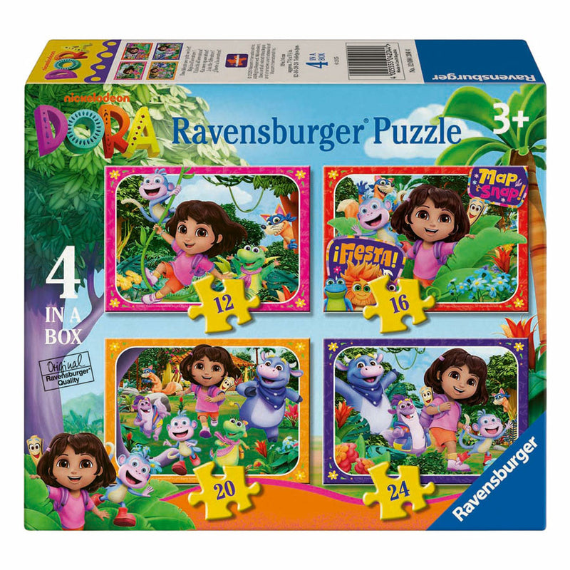 Load image into Gallery viewer, Ravensburger legpuzzel dora the explorer kom bij het avontuur! - 4 puzzels
