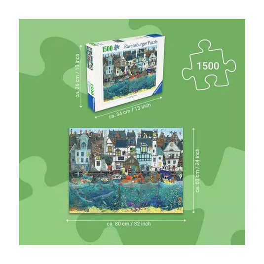Ravensburger legpuzzel haven van wonderen - een bruisende fantasiehaven - 1500st.