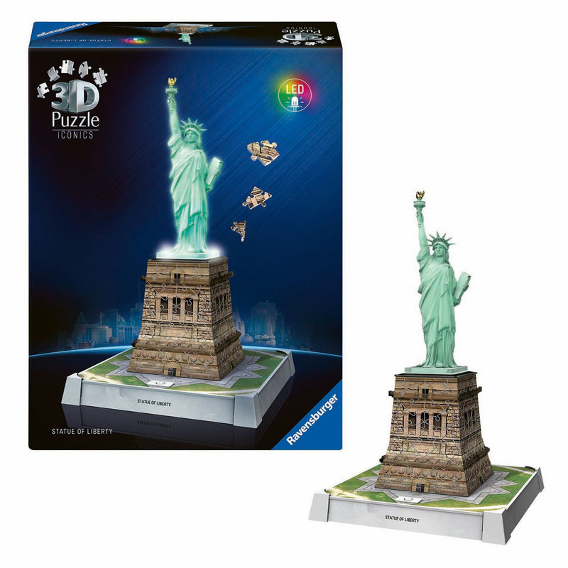 Load image into Gallery viewer, Ravensburger 3d puzzel iconics vrijheidsbeeld - met licht - 128st.
