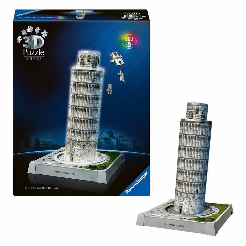 Load image into Gallery viewer, Ravensburger 3d puzzel iconics toren van pisa - met licht - 231st.
