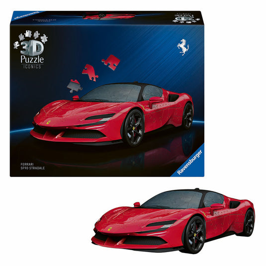 Ravensburger - iconics: ferrari sf90 stradale - 3d puzzel - 108 stukjes - bouwset voor kinderen vanaf 8 jaar