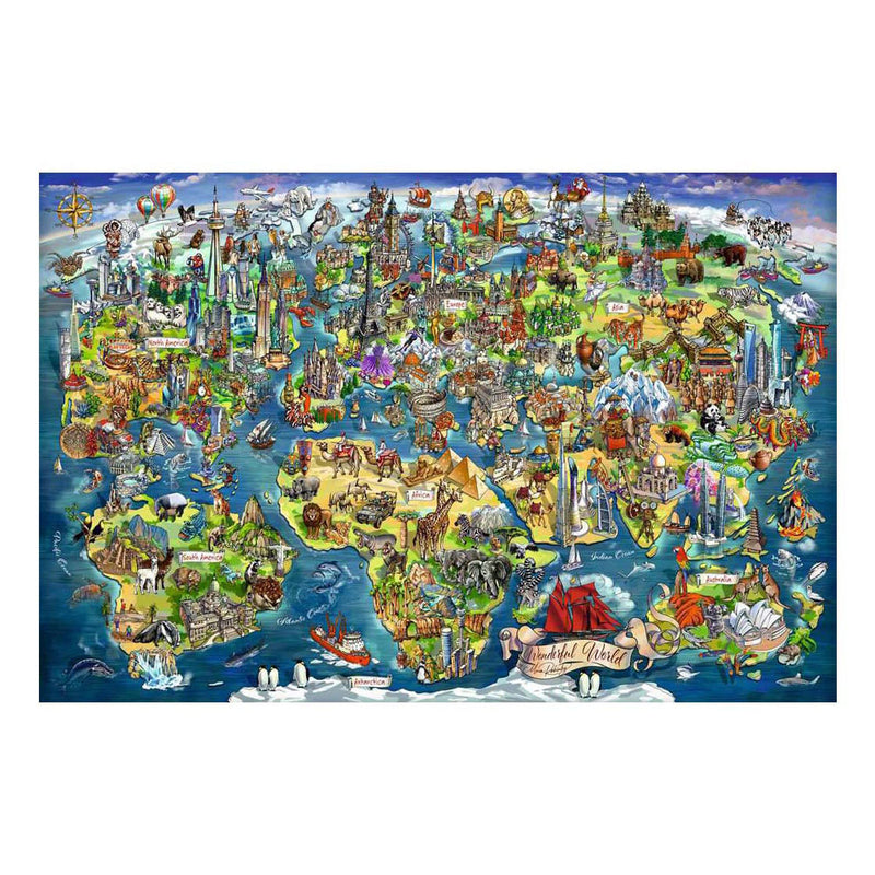 Load image into Gallery viewer, Ravensburger – wereldkaart met bezienswaardigheden – legpuzzel – 5000 stukjes
