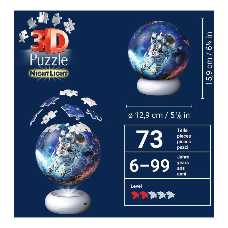 Load image into Gallery viewer, Ravensburger – astronauten – 3d puzzle-ball nachtlicht – 73 stukjes
