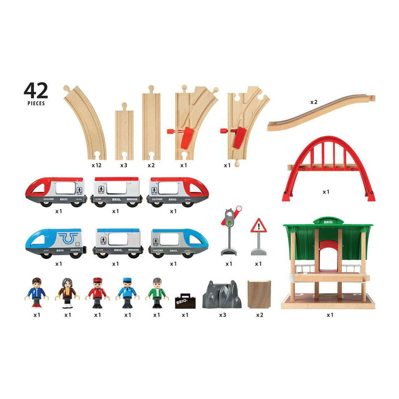 Load image into Gallery viewer, Brio treinset met perron en twee treinen - 42dlg.

