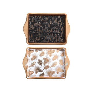 Svenska living koffie tray 21x14x2cm zwart goud en wit goud 2 assorti