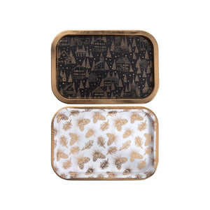 Svenska living dienblad 34x23x1,5cm zwart goud en wit goud 2 assorti metaal