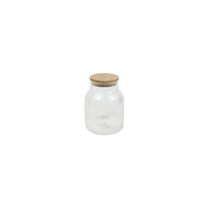 Voorraadpot lines glas met bamboe deksel ø11,5x16cm