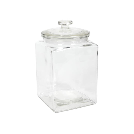 Voorraadpot glas vierkant met deksel 3l