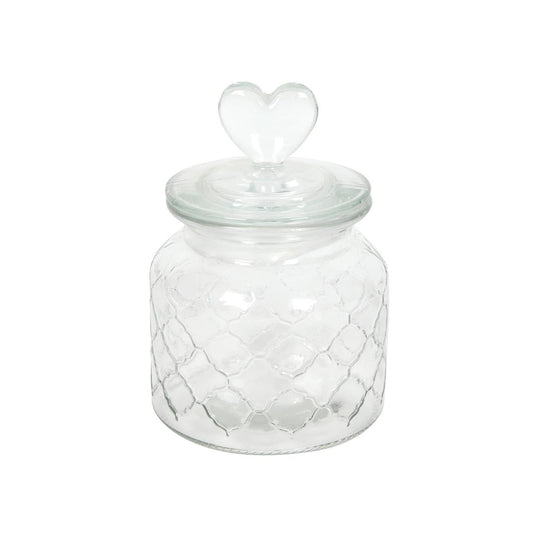 Voorraadpot hart glas ø10,5xh20cm