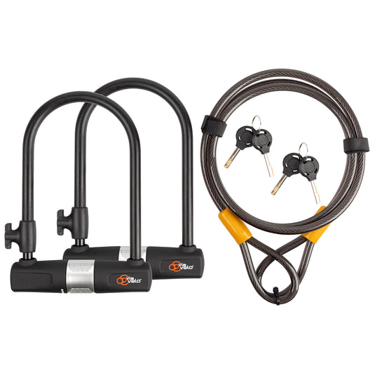 Via velo 2 in 1 double shackle lock with spiral cable