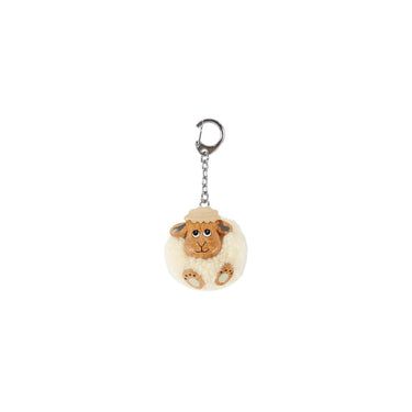 Pom pom sleutelhanger schaap blank 8x7,5cm