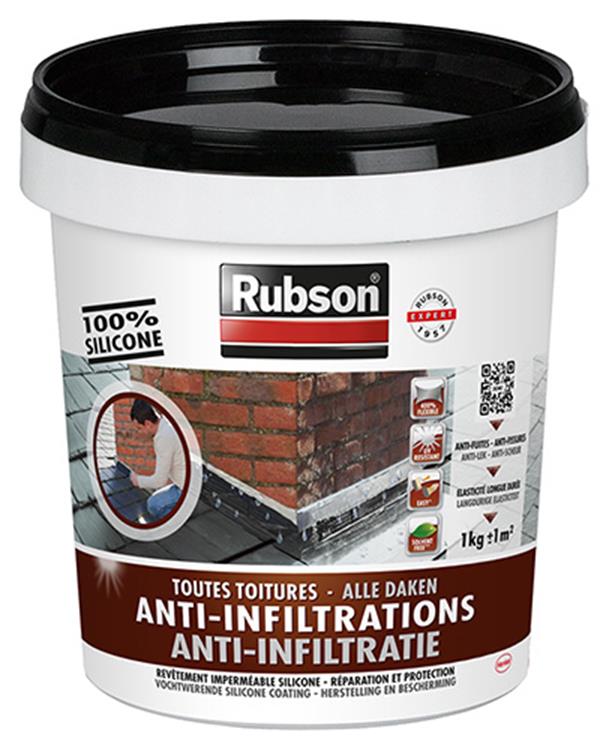 Load image into Gallery viewer, Rubson anti - infiltratie zwart 1kg | daken, funderingen en ingegraven materialen coating | silicone technologie gebaseerd voor maximale elasticiteit | duurzame coating en uv-bestendig | langdurige bescherming tegen vocht.
