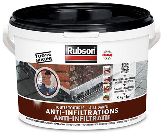 Rubson anti - infiltratie zwart 5kg | daken, funderingen en ingegraven materialen coating | silicone technologie gebaseerd voor maximale elasticiteit | duurzame coating en uv-bestendig | langdurige bescherming tegen vocht.