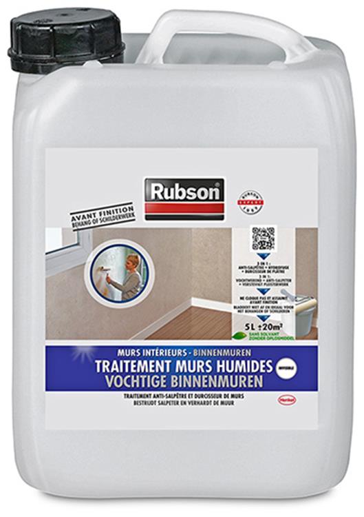 Rubson vochtige binnenmuren coating 5 l jug | vochtige binnenmuren coating | waterdichte coating | vochtbestreiding transparant