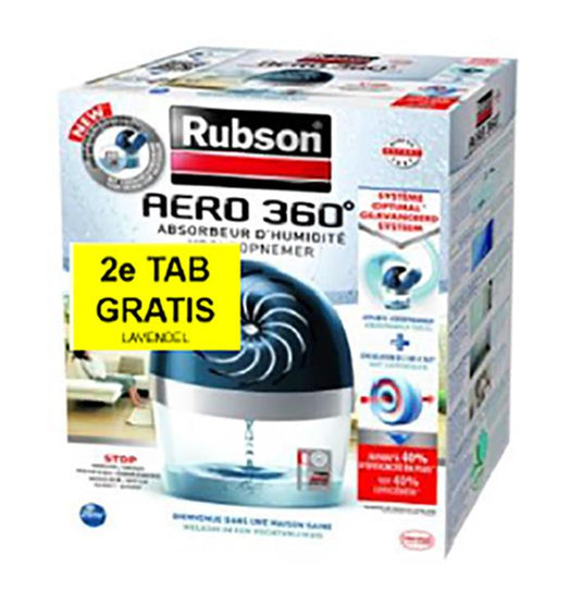 Rubson vochtopnemer aero360 toestel 20m2 | luchtontvochtiger toestel | vochtvanger badkamer | binnenhuis badkamer