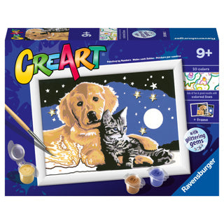Load image into Gallery viewer, Ravensburger creart schilderen op nummer hond en poes glitter

