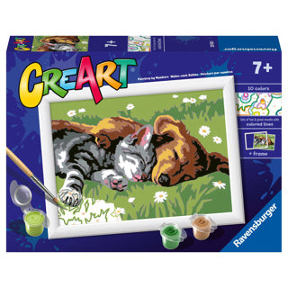 Load image into Gallery viewer, Ravensburger creart schilderen op nummer slapende hond en poes
