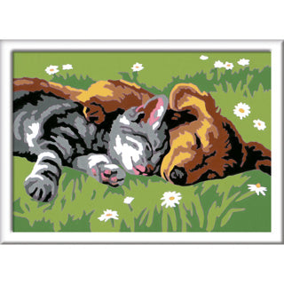 Load image into Gallery viewer, Ravensburger creart schilderen op nummer slapende hond en poes
