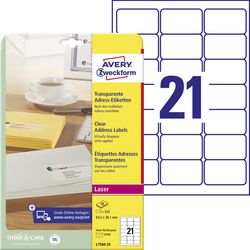 Adresetiketten avery zweckform l7560 63,5x38,1mm transparant