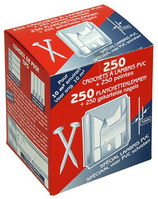 1014283 - 250 planchetteklemmen met nagels 1mm | 5 stuks