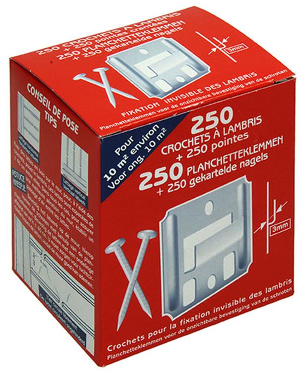 Load image into Gallery viewer, 1014285 - 250 planchetteklemmen met nagels 3mm | 5 stuks
