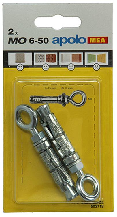 Load image into Gallery viewer, Celo 1003159 - 2 expansieankers mo 12mm + oogbout 6x50mm 502718 | 5 stuks
