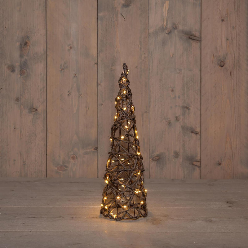 Load image into Gallery viewer, Anna's collection verlichte kegel 60led classicwarm 40cm werkt op 3xaa batterijen met 6uur timer
