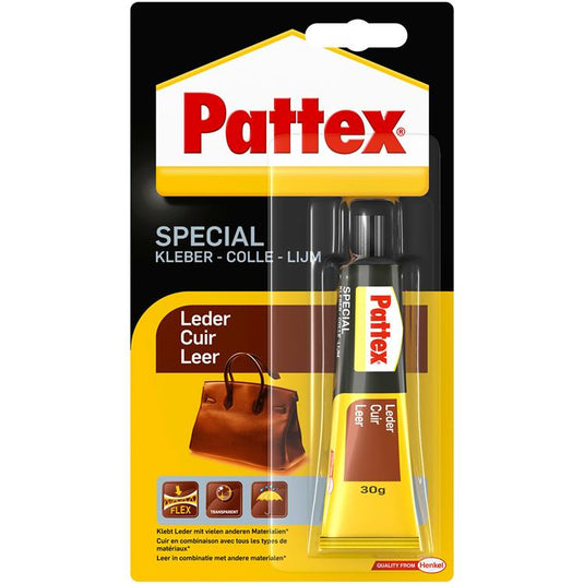 Pattex special leerlijm 30g | leerlijm voor fexibel hechtende ondergronden | transparante lijm voor leer tassen, schoenen en diverse reparaties | reparatie leerlijm voor stijlvol gebruik.