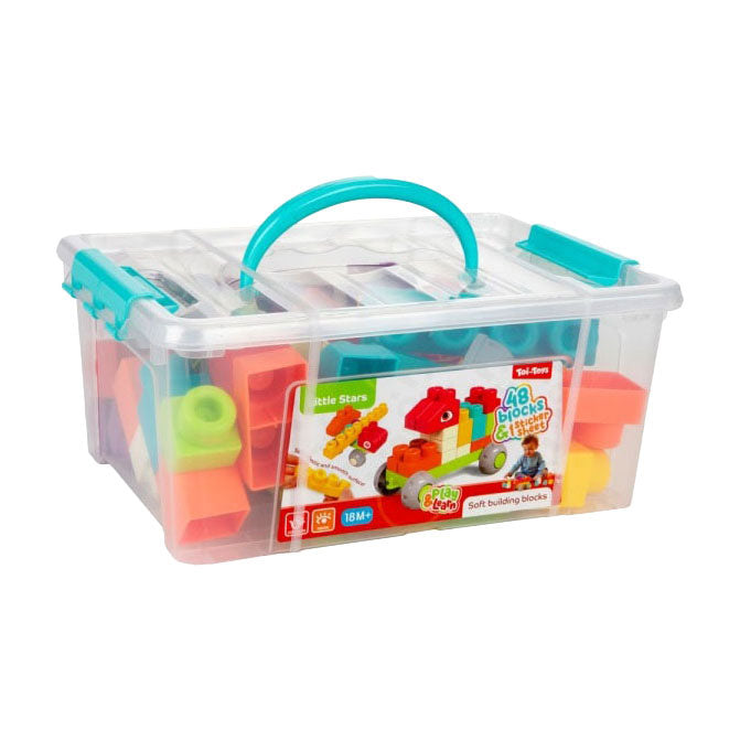 Afbeelding laden in galerijviewer, Toi-toys little stars soft bouwstenen in opbergbox - 48st.
