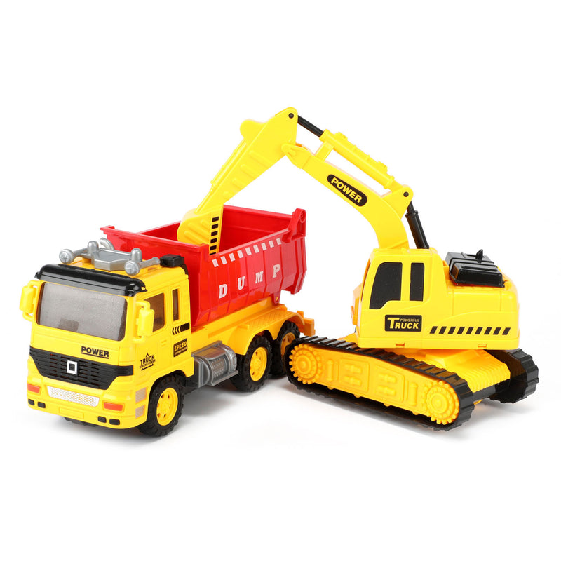 Load image into Gallery viewer, Cars trucks vehicool kiepwagen met graafmachine
