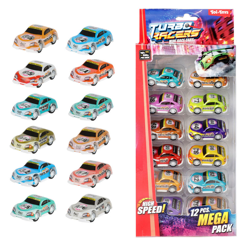 Load image into Gallery viewer, Toi-toys turbo racers pull back raceauto's, 12st.

