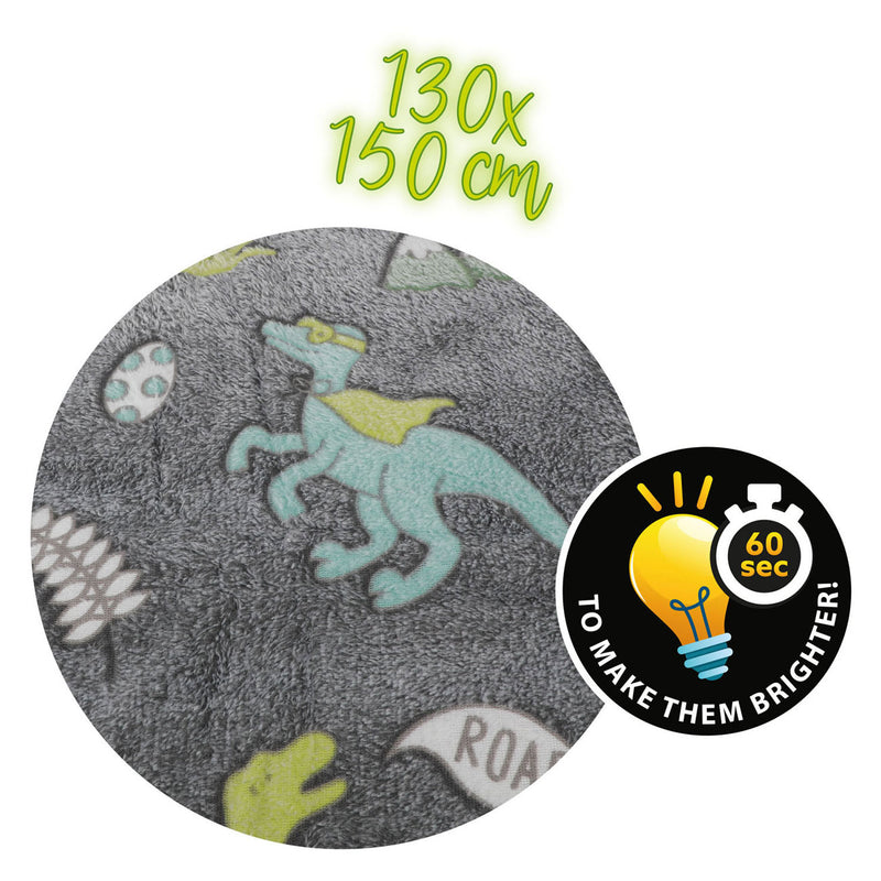 Load image into Gallery viewer, Toi-toys star toys glow in the dark dino deken 150x130 cm
