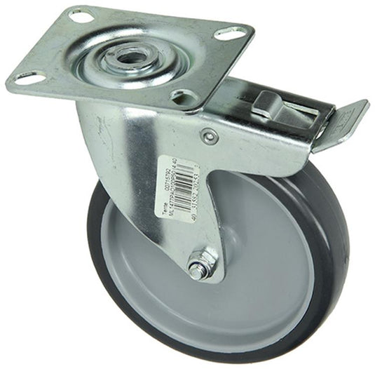 Mack by tente 1003696 - rubber zwenkwiel 2 kogell.met rem ø100mm | 4 stuks