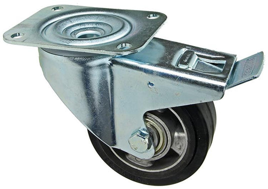 Mack by tente 1058940 - zwenkwiel,rubber zwart loopvlalu velg plaat en rem 125 mm | 4 stuks