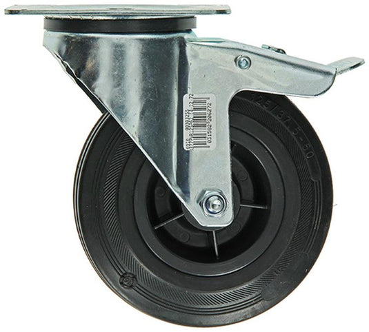 Mack by tente 1049126 - zw wiel bevestigingsplaat + rem rubber met nylon velg 125mm | 4 stuks