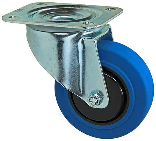 Mack by tente 1058944 - zwenkwiel, blauw rubber loopvlplaat 100 mm | 4 stuks