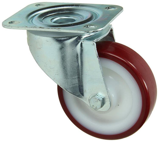 Mack by tente 1058935 - zwenkwiel,gespoten pu loopvlaknylon velg met plaat 100 mm | 4 stuks