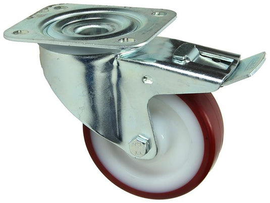 Mack by tente 1058933 - zwenkwiel gespoten pu loopvl nylon velg pl en rem 100 mm | 4 stuks