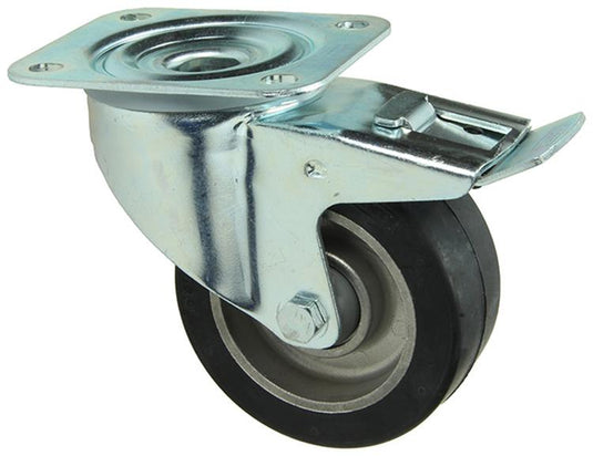 Mack by tente 1058939 - zwenkwiel rubber zw loopvl alu velg , plaat en rem 100 mm | 5 stuks