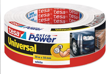 Tesa textieltape extra power universeel ducttape textielversterkt voor repareren – wit 50m x 50mm