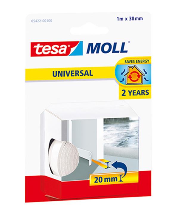 Load image into Gallery viewer, Tesa 1x zelfklevende tochtstrip dorpelstrip wit 1 mtr x 38 mm - klusbenodigdheden - huis isolatie - tochtstrips tochtstroken voor deuren
