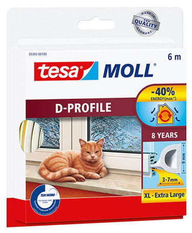 Tesa moll tochtstrip 05393 d profiel - 9mmx6m wit