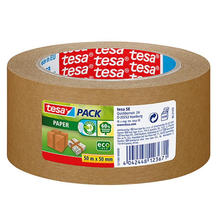 Load image into Gallery viewer, Tesa verpakkingstape papier - bruin - 50mx50mm
