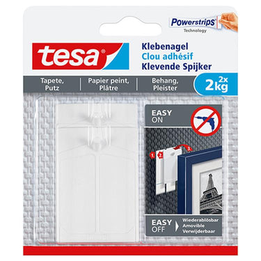 Tesa spijkers voor gevoelige oppervlakken - eenvoudig aan te brengen verwijderen - 2 x 2 kg houdkracht